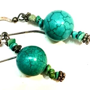 925 Sterling Silver Turquoise Bead Earrings.